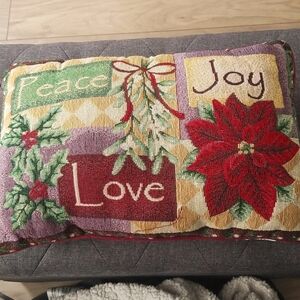 Vintage Peace Joy Love Tapestry Accent Pillow